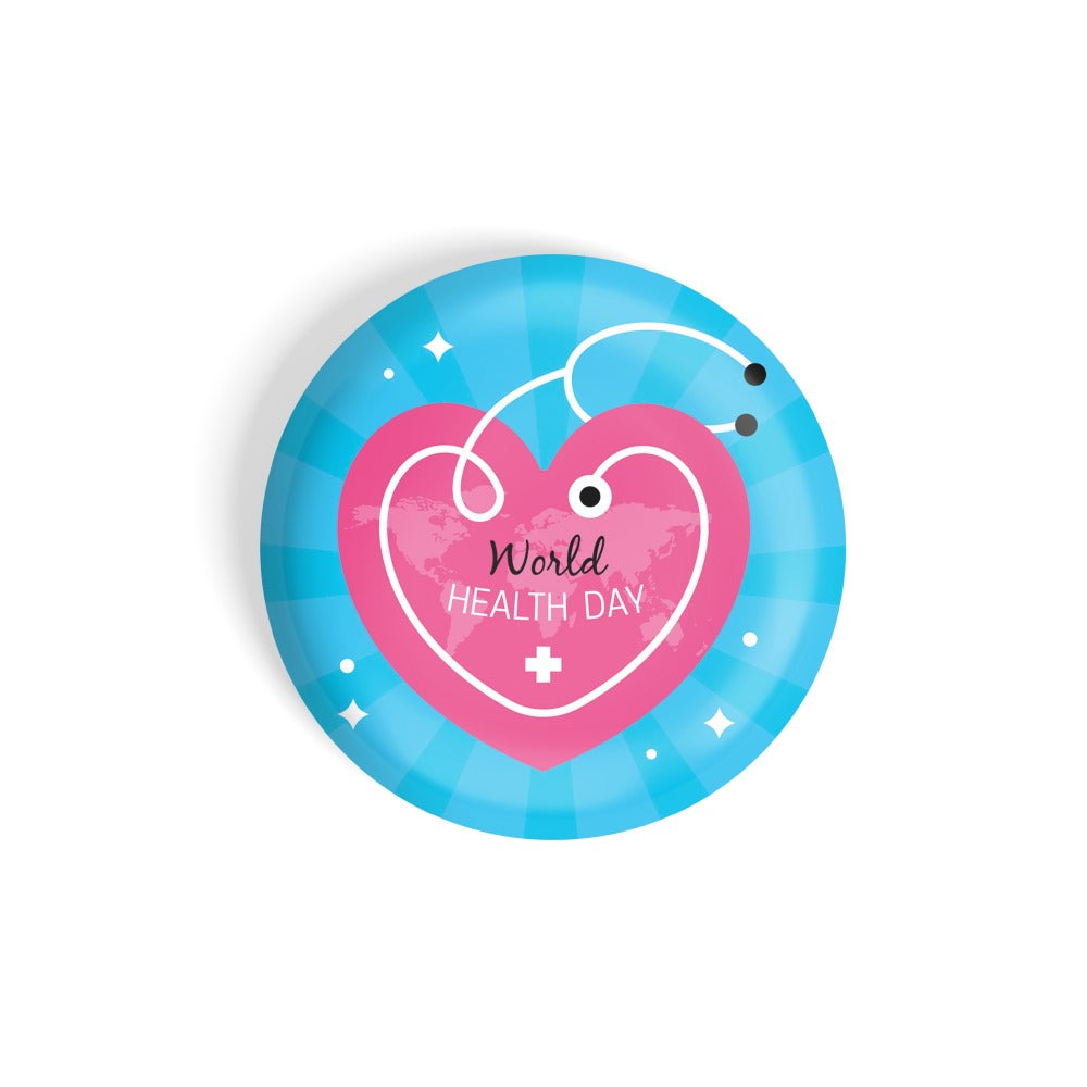 dhcrafts Round Fridge Magnet Blue World Health Day D2 Glossy Finish Design Pack of 1 (58 mm)